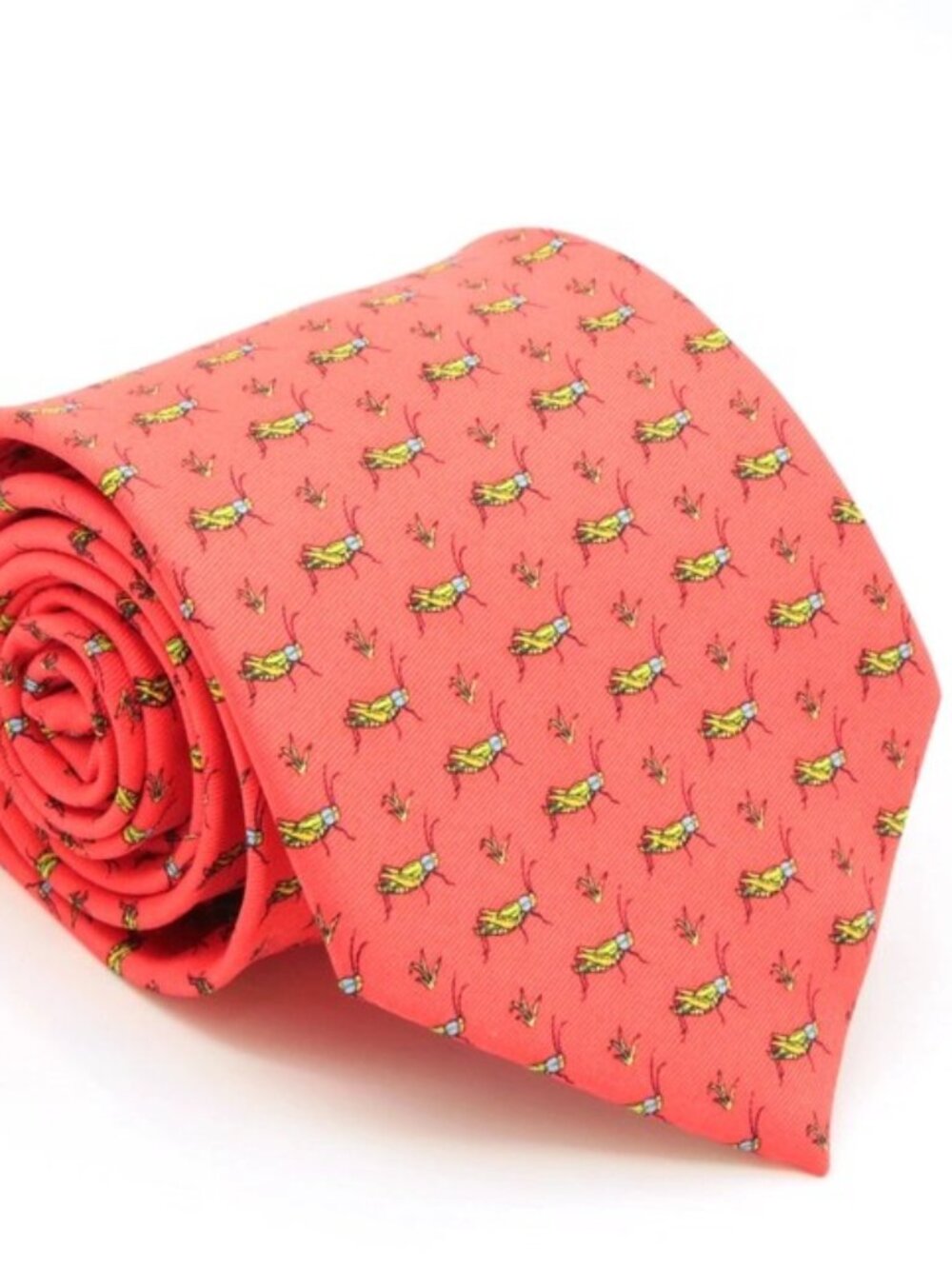 Ferrecci Grasshopper Red Necktie with Handkerchief Set